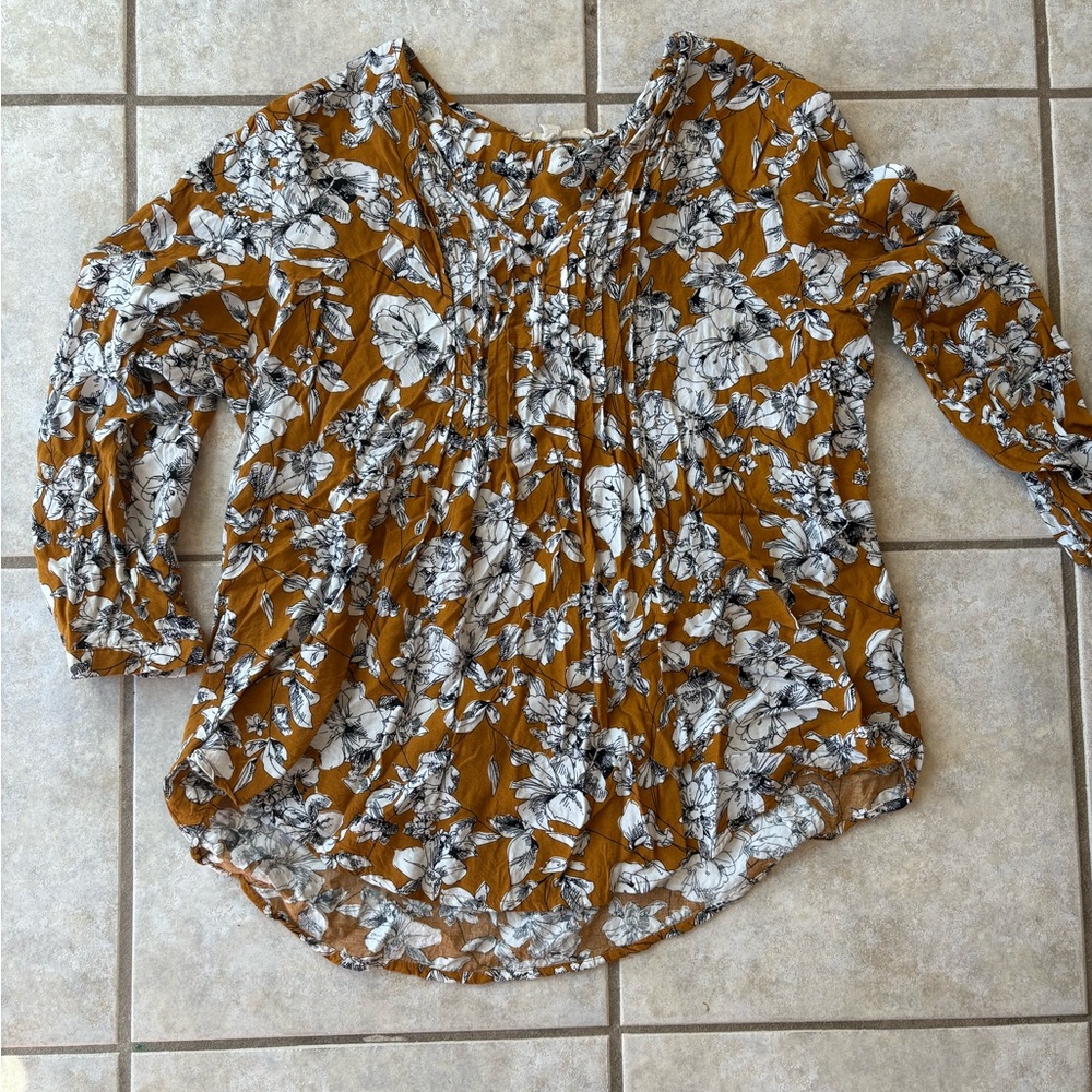 Fun 2 Fun Mustard and White Floral Blouse- stitch fix